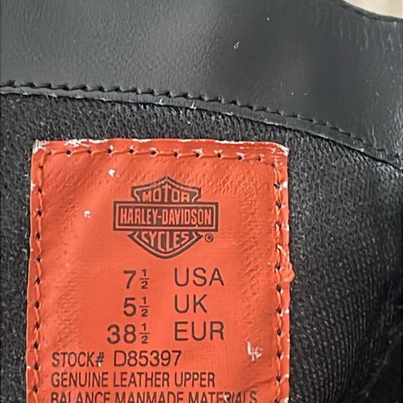 HARLEY DAVIDSON Black Leather Mid-Calf Biker Boot Size 7.5 Strap Buckle 2" Heel - Picture 11 of 15